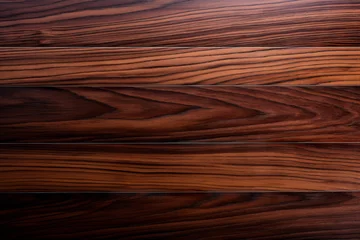 Foto op Canvas A close up of a dark brown wooden surface with a polished finish and a wavy grainy texture © Suplim