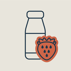 Yoghurt bottle with flavor strawberry vector icon