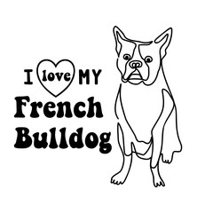 Love bulldog Line art vector illustration
