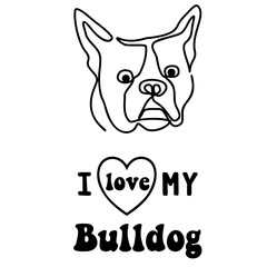 Love bulldog Line art vector illustration