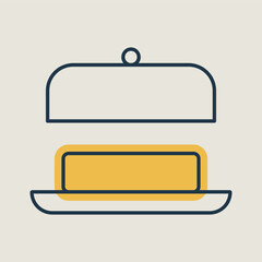 Butter in butter dish with open lid vector icon
