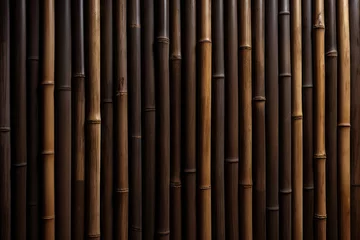Foto op Canvas A wooden wall with vertical slats of varying heights and widths © Suplim
