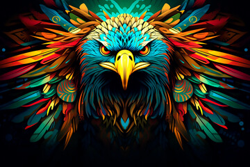 Illustration of an eagle in flat and vibrant colours
