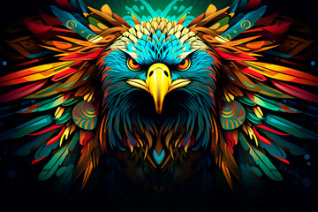 Fototapeta premium Illustration of an eagle in flat and vibrant colours