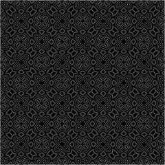 Black background with figures from dots . Black and white pattern for web page, textures, card, poster, fabric, textile. Repeating design.