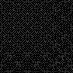 Black background with figures from dots . Black and white pattern for web page, textures, card, poster, fabric, textile. Repeating design.