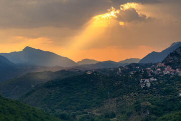 Sunset in mountains