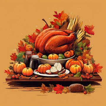Thanksgiving Illustration Graphic high quality ai generated image