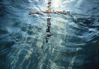 Cross underwater - obrazy, fototapety, plakaty