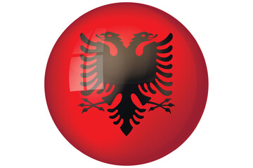 Flag of Albania. Albanian national symbol in official colors. Template icon. Abstract vector background. Round glass light ball, 3D big bubble, sphere