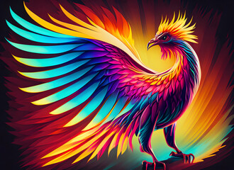 Obraz premium The Phoenix, mythical bird, illustration