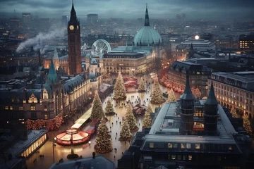 Fotobehang Aerial view of Christmas funfair in London © Irina Lav