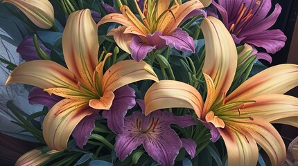 A vibrant bouquet of lilies