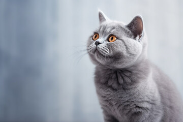 Playful British shorthair Cat portrait. Digital Ai