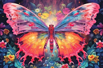 Kaleidoscope of Colors in Every Flutter: Enchanting Butterfly Garden with Fluttering Wings, generative AI