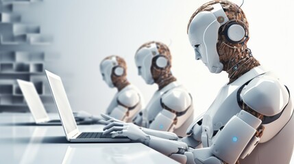 Robots Working in the Office instead of Human Created with Generative AI Technology