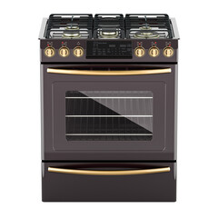 Kitchen Gas Stove and Oven, front view. 3D rendering isolated on transparent background - 648692343