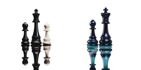Png Set A black queen chess piece and mirror reveal a black king symbolizing transgender visibility diversity and equality transparent background