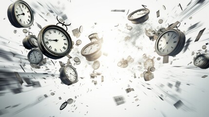 falling clocks, floating alarm clocks . time concept .