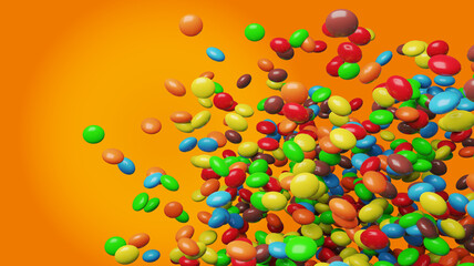 Bonbon candy 3d render background, colorful bonbon sweet 3d render background