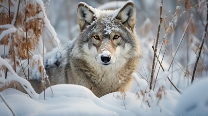 Obraz premium Gray Wolf in Snow
