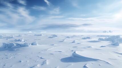 Fototapeta na wymiar Vast Frozen Tundra Landscape Under a Clear Sky