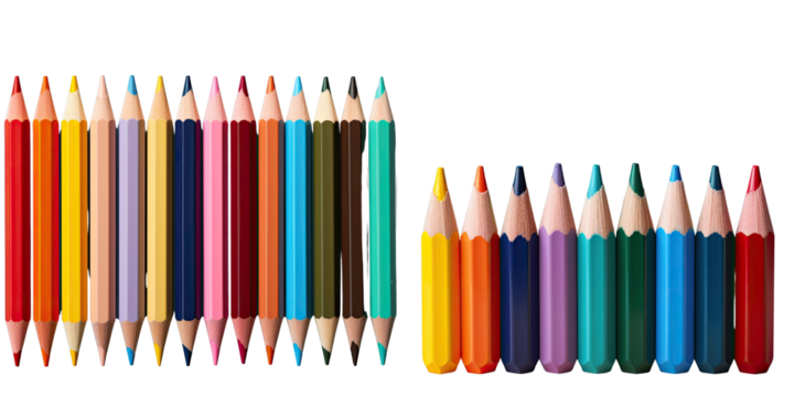 Png Set Closeup of color pencils isolated on a transparent background with selective focus
