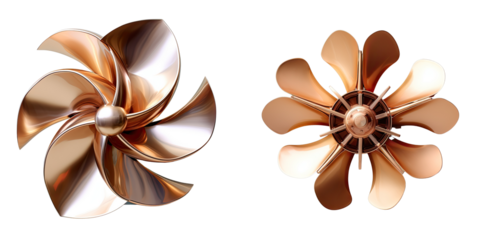 Png Set Four bronze propellers alone transparent background