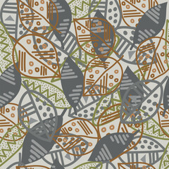 Abstract seamless pattern with leaves.