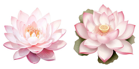 Png Set Beautiful white and pink lotus transparent background