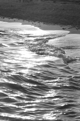 black and white photograph of sea
