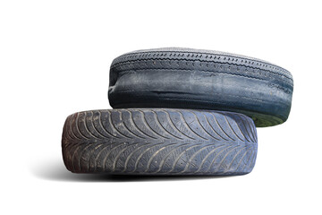 pattern of damaged tire for advertising tire shop or car tire shop - 648698972
