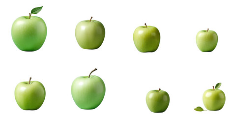 Png Set Green apple against transparent background with room for text