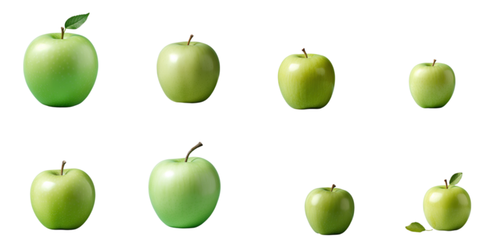 Png Set Green apple against transparent background with room for text