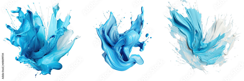 Poster Png Set Blue paint splatter on transparent background