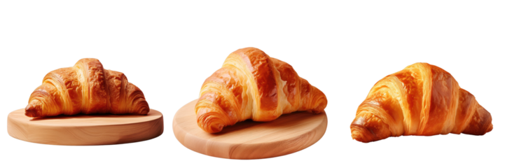 Png Set Fresh French croissant with a photo on the table transparent background