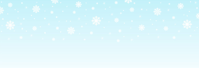 Fototapeta premium Snowflake seamless border.Snowflakes falling.Christmas decoration with falling snow.Winter background.