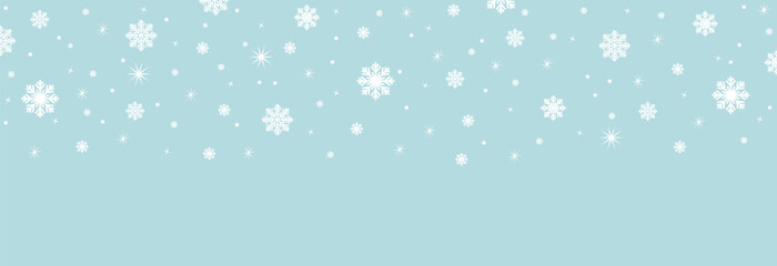 Fototapeta na wymiar Snowflake seamless border.Snowflakes falling.Christmas decoration with falling snow.Winter background.