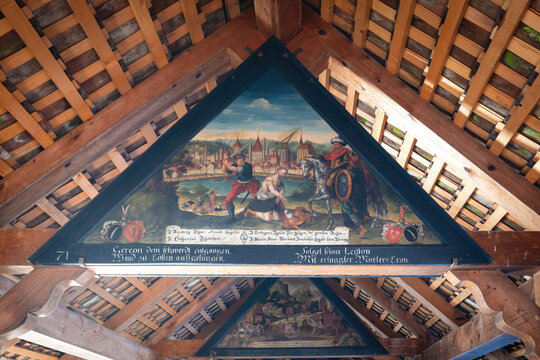 Gereon is beheaded in Cologne - Painting depicting events from Lucerne history at Chapel Bridge (Kapellbrucke) - Lucerne, Switzerland