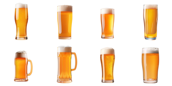 Png Set Beer glass without beer on a transparent background