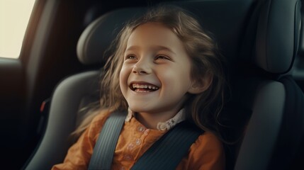 Little girl sitting in a car safety seat