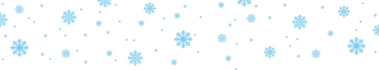 Snowflake seamless border.Snowflakes falling.Christmas decoration with falling snow.Winter background.
