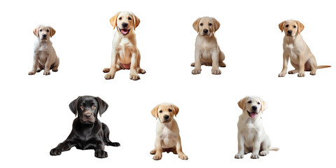 Png Set Labrador retriever puppy playing inside the apartment on linoleum transparent background