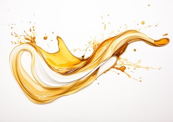 closeup liquid splash gold bars illustration advertising computer oily substances sleek flowing shapes maple syrup highlights promotional skin - obrazy, fototapety, plakaty