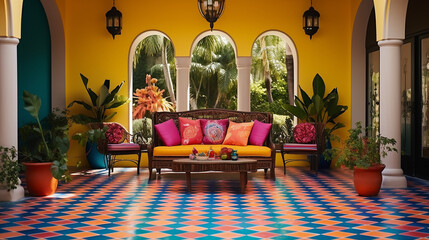 Fototapeta na wymiar Spanish Room style characterized by its bold colors