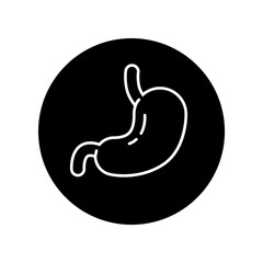 Fototapeta premium Stomach organ icon vector illustration, human internal organs, black circle icon