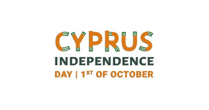 Cyprus Independence Day is celebrated on 1st October. Beautiful Text animation element for social media posts and easy to put into any video. Great for use in celebrations and events. Alpha channel
