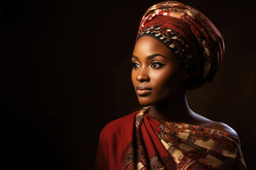 Portrait of a young African woman in a traditional Nigerian dress