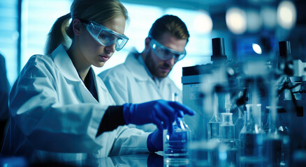 A Team of Lab-Coated Researchers Working Diligently in the Laboratory.