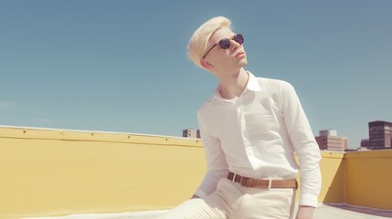 Fototapeta na wymiar Portrait of a young albino man